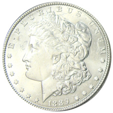 Монета 1 доллар 1889 года США «Доллар Моргана» (аверс)