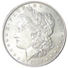 Монета 1 доллар 1889 года США «Доллар Моргана» (аверс)