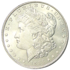 Монета 1 доллар 1886 года США «Доллар Моргана» (аверс)