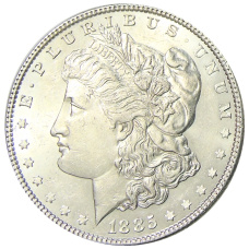 Монета 1 доллар 1885 года США «Доллар Моргана» (аверс)