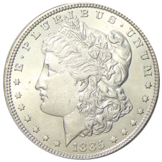 Монета 1 доллар 1885 года США «Доллар Моргана» (аверс)
