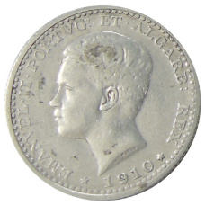 Монета 100 рейс 1910 года Португалия (аверс)