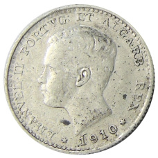 Монета 100 рейс 1910 года Португалия (аверс)