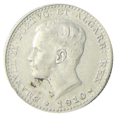 Монета 100 рейс 1910 года Португалия (аверс)