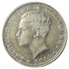 Монета 100 рейс 1910 года Португалия (аверс)