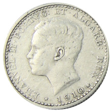 Монета 100 рейс 1910 года Португалия (аверс)