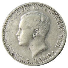 Монета 100 рейс 1910 года Португалия (аверс)