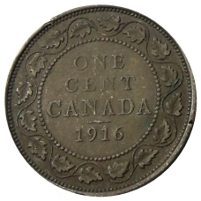Монета 1 цент 1916 года Канада (аверс)