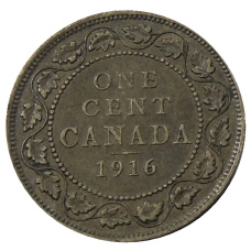Монета 1 цент 1916 года Канада (аверс)