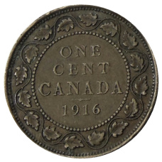 Монета 1 цент 1916 года Канада (аверс)