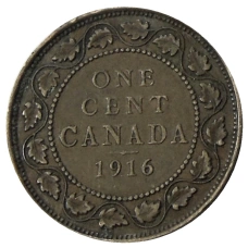 Монета 1 цент 1916 года Канада (аверс)