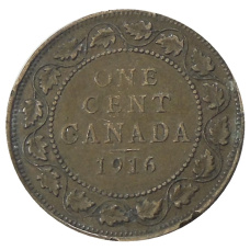 Монета 1 цент 1916 года Канада (аверс)