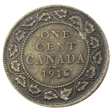 Монета 1 цент 1916 года Канада (аверс)