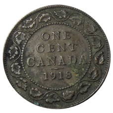 Монета 1 цент 1918 года Канада (аверс)