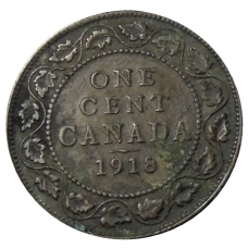 Монета 1 цент 1918 года Канада (аверс)