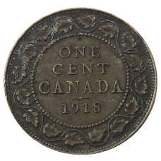 Монета 1 цент 1918 года Канада (аверс)