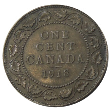 Монета 1 цент 1918 года Канада (аверс)