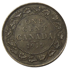 Монета 1 цент 1919 года Канада (аверс)