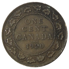 Монета 1 цент 1920 года Канада (аверс)