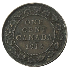 Монета 1 цент 1914 года Канада (аверс)