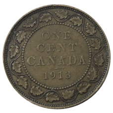 Монета 1 цент 1913 года Канада (аверс)