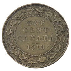 Монета 1 цент 1913 года Канада (аверс)