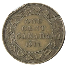 Монета 1 цент 1911 года Канада (аверс)
