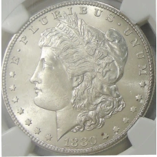 Монета 1 доллар 1880 года S США «Доллар Моргана» (в слабе NGC MS 63) (аверс)