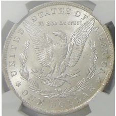 Монета 1 доллар 1884 года О США «Доллар Моргана» (в слабе NGC MS 63) (реверс)