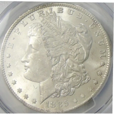 Монета 1 доллар 1885 года O США «Доллар Моргана» (в слабе PCGS MS 63) (аверс)