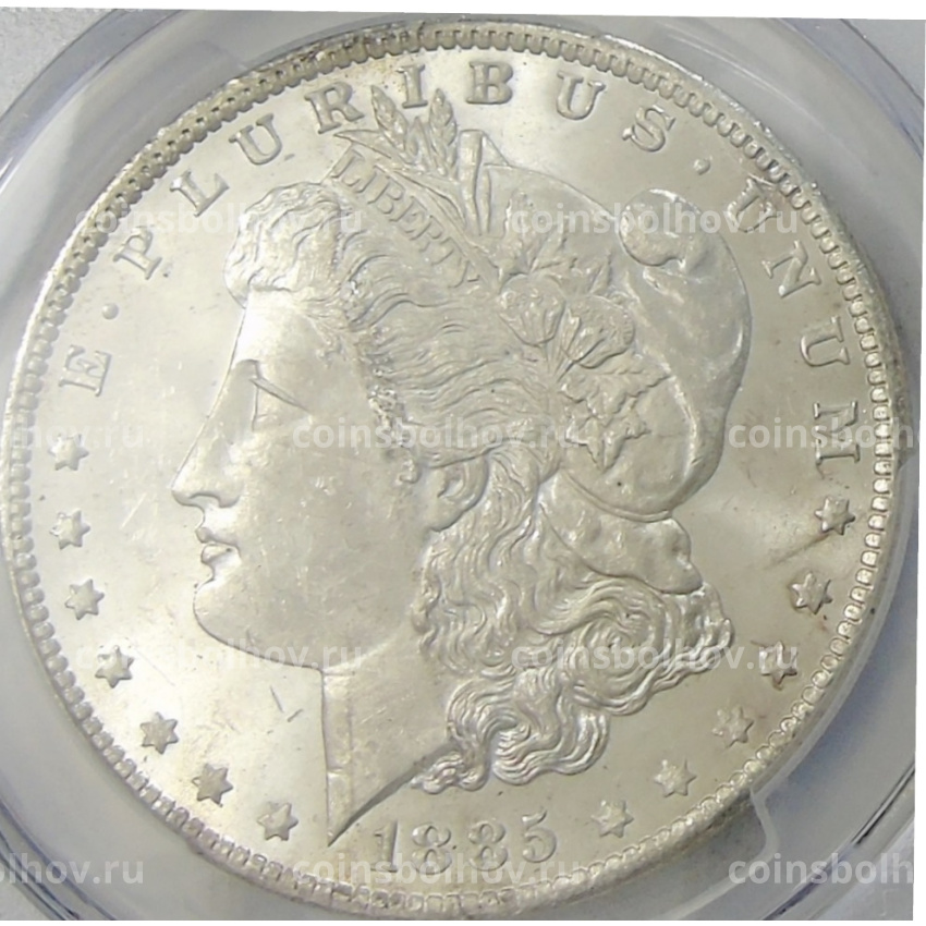 Монета 1 доллар 1885 года O США «Доллар Моргана» (в слабе PCGS MS 63)