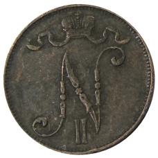 Монета 5 пенни 1913 года Русская Финляндия (реверс)