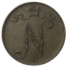 Монета 5 пенни 1915 года Русская Финляндия (реверс)