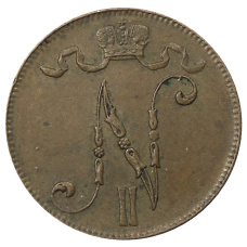 Монета 5 пенни 1916 года Русская Финляндия (реверс)