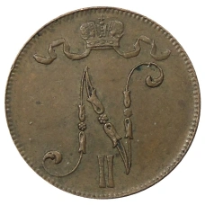 Монета 5 пенни 1916 года Русская Финляндия (реверс)