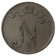 Монета 5 пенни 1915 года Русская Финляндия (реверс)