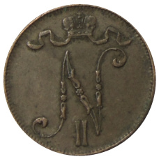Монета 5 пенни 1916 года Русская Финляндия (реверс)