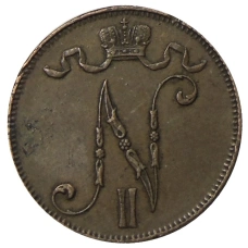 Монета 5 пенни 1916 года Русская Финляндия (реверс)