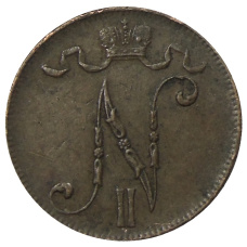 Монета 5 пенни 1916 года Русская Финляндия (реверс)