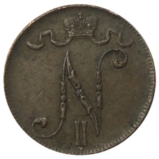 Монета 5 пенни 1916 года Русская Финляндия (реверс)