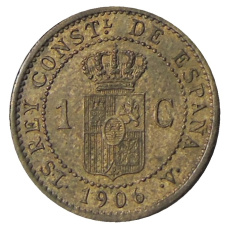 Монета 1 сентимо 1906 года Испания (аверс)