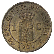 Монета 1 сентимо 1906 года Испания (аверс)