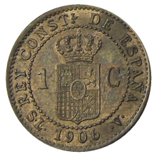 Монета 1 сентимо 1906 года Испания (аверс)