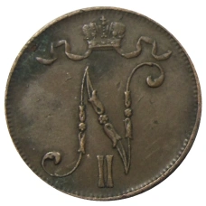 Монета 5 пенни 1911 года Русская Финляндия (реверс)