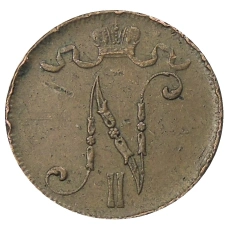 Монета 5 пенни 1915 года Русская Финляндия (реверс)