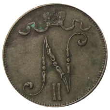 Монета 5 пенни 1915 года Русская Финляндия (реверс)