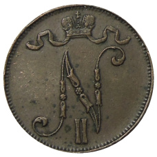 Монета 5 пенни 1915 года Русская Финляндия (реверс)