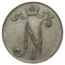 Монета 5 пенни 1915 года Русская Финляндия (реверс)