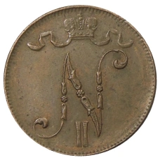 Монета 5 пенни 1916 года Русская Финляндия (реверс)