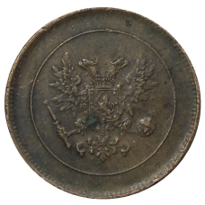 Монета 5 пенни 1917 года Русская Финляндия — Орел без корон (Временное правительство) (реверс)